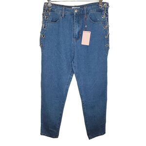 Denim Blvd Los Angeles Nwt Chain Boyfriend Jeans High Rise Juniors Size 11